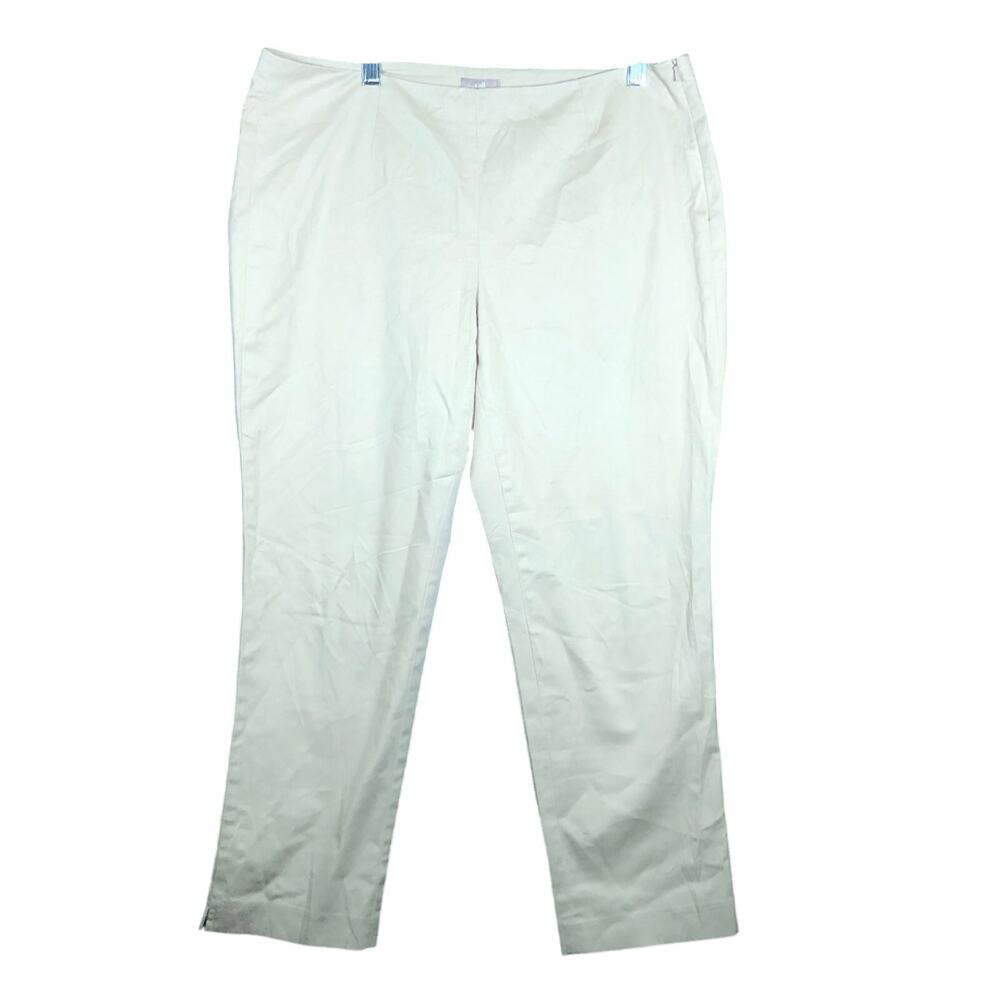 J Jill Womens Pants Tan Petite High Rise Pull On Side Zip Ankle Stretch 12P